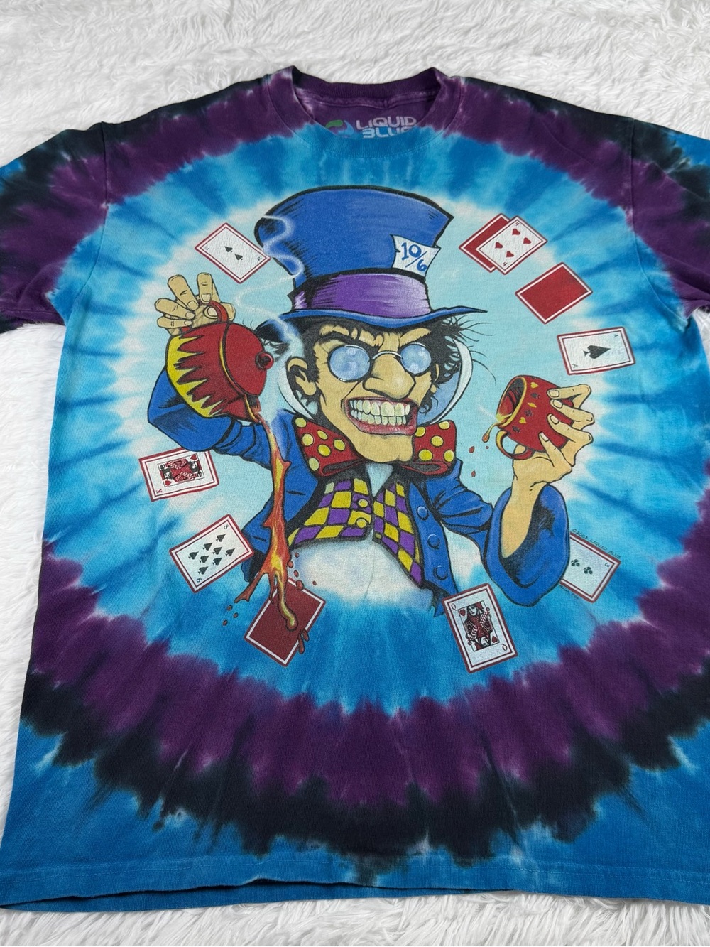 Liquid Blue Blue & Purple Tie-Dye Magician Graphic Tee Alice in Wonderland 2003 - Picture 2 of 11
